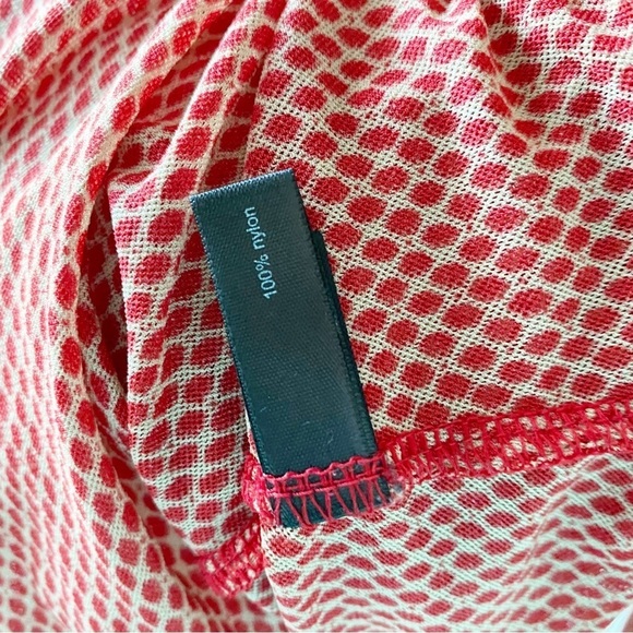 The Limited Orange Red Pattern Blouse Top 70s Look See-Through 3/4 Sleeve Sz XS - Picture 4 of 13